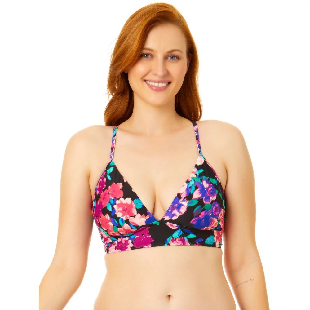 Black Floral Bikini Top